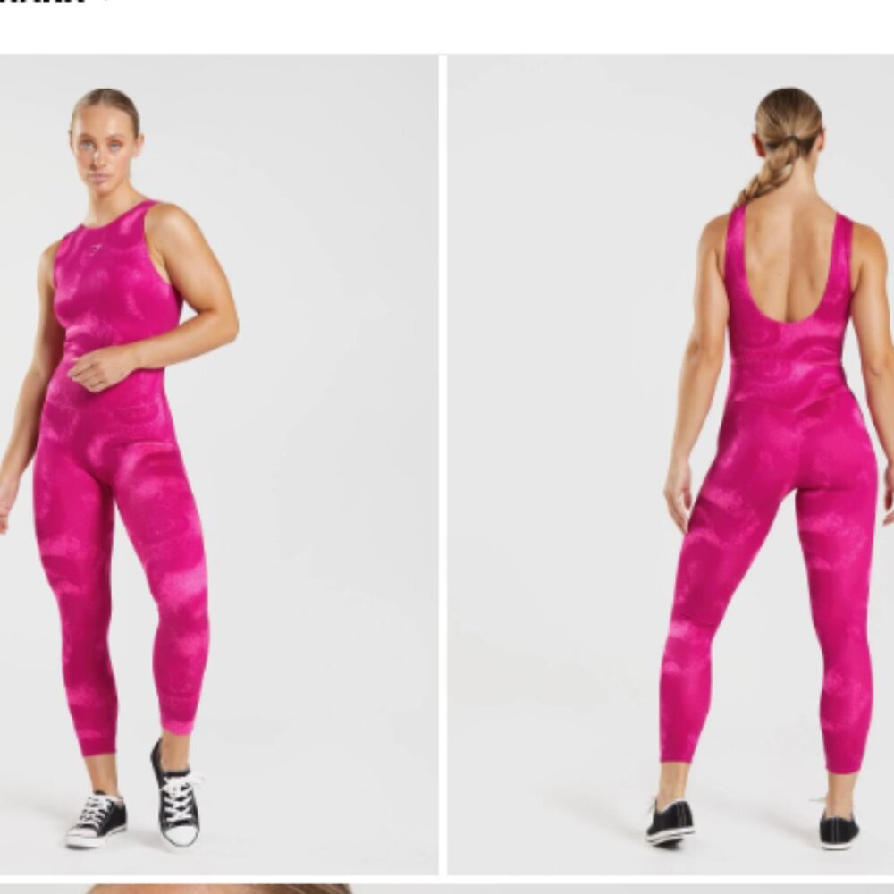 Gymshark Power Full Length Hot Pink Workout Jumpsuit Onesie Unitard